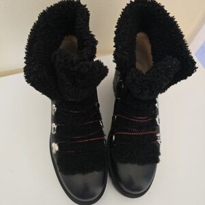 Christian Louboutin Black Fuzzy Winter Boots